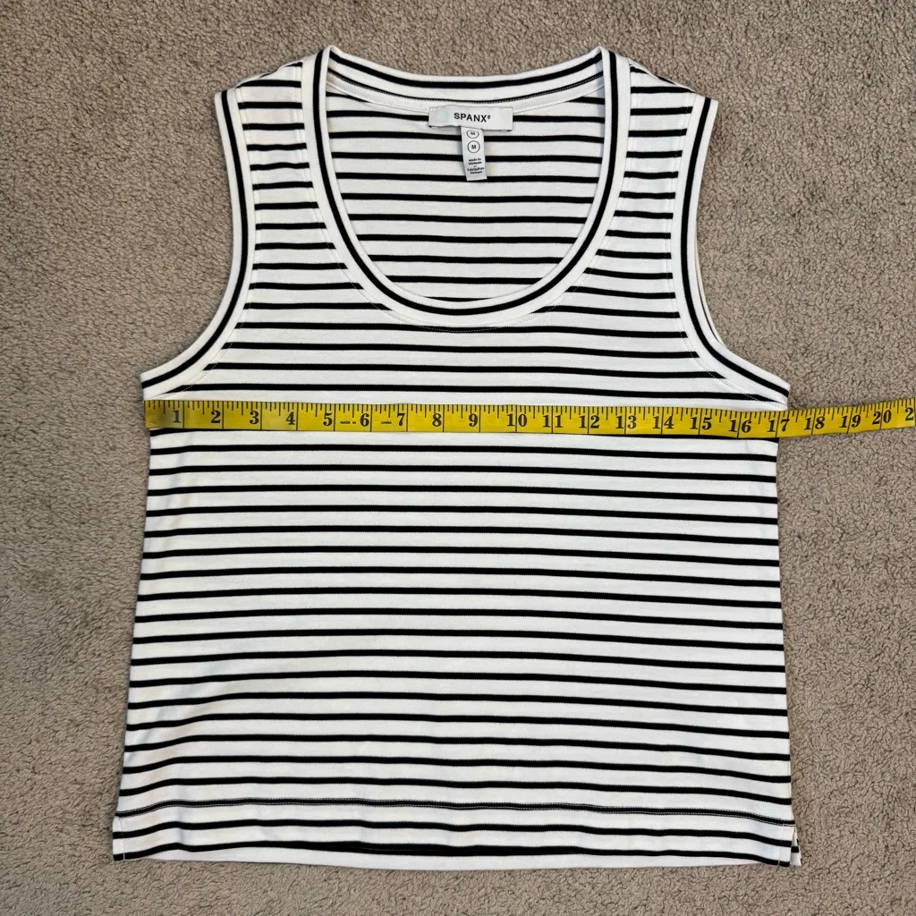 Spanx Cool Cotton Tank Top Black Mariner Stripe M - Image 7