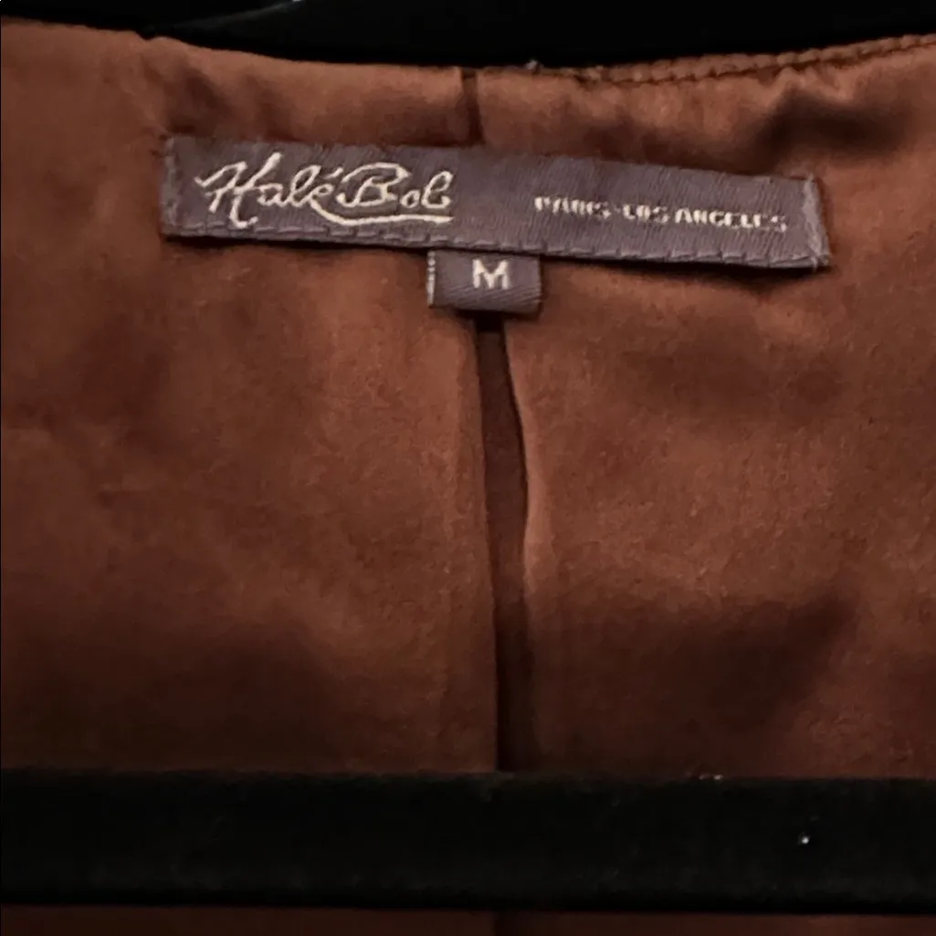 Hale Bob Black Velvet Tie Front Blazer with Copper Silk Lining M - Image 2