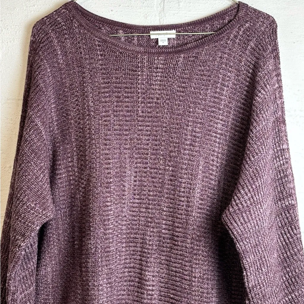 PureJill Woman’s Purple Knit Long Sleeve Crewneck Cozy Plain Sweater Size Medium - Image 2