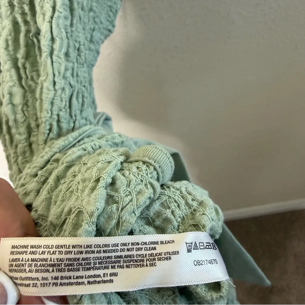 Free People Free-Est Sea Foam Midi Dress Smocked Halter Beach Women’s Size XS - Image 8