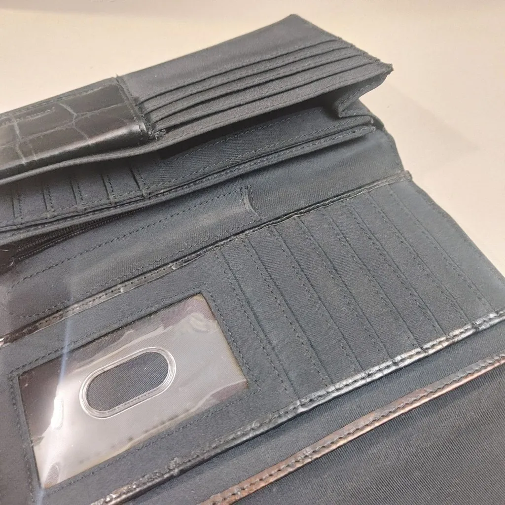 Jones New York Croc Embossed Faux Leather Wallet Multiple Card Slots ID Window - Image 16