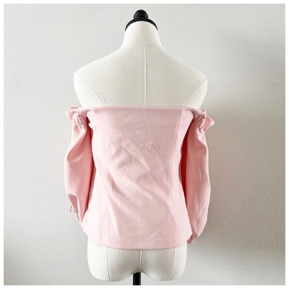 TopShop Baby Pink Off The Shoulder Top Blouse Sz 14 - Image 3