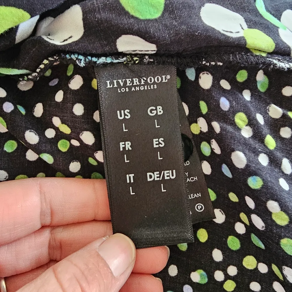 Liverpool Black & Green Confetti Polka Dot Mock Neck Sleeveless Top Size Large - Image 7