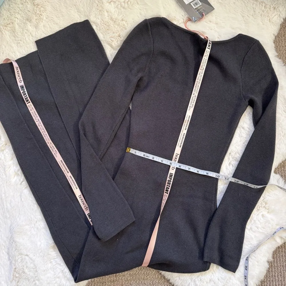 House of CB Cashmere Knit Maxi Sweater Dress S - Charcoal Grey - Image 4