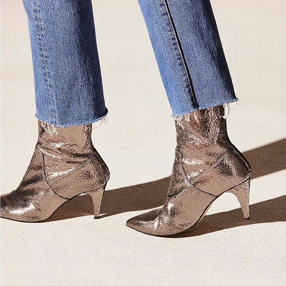 Free People NWOB Leather Lexi Heel metallic bootie - 37 (7-7.5) - Image 4
