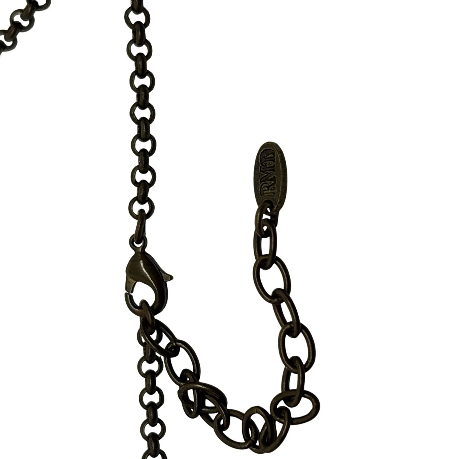 Statement Necklace 4 Gemstone Pendant Multi Stone Bronze Tone Chain Agates Rocks Black - Image 9