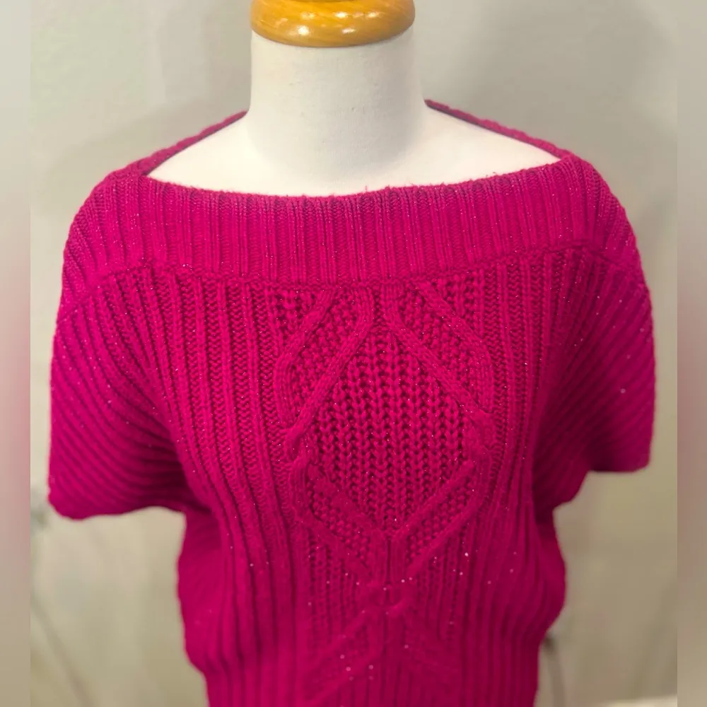 a.n.a. Women's Sweater in Vibrant Pink XL boatneck shortsleeve dolman ribbed - Image 4