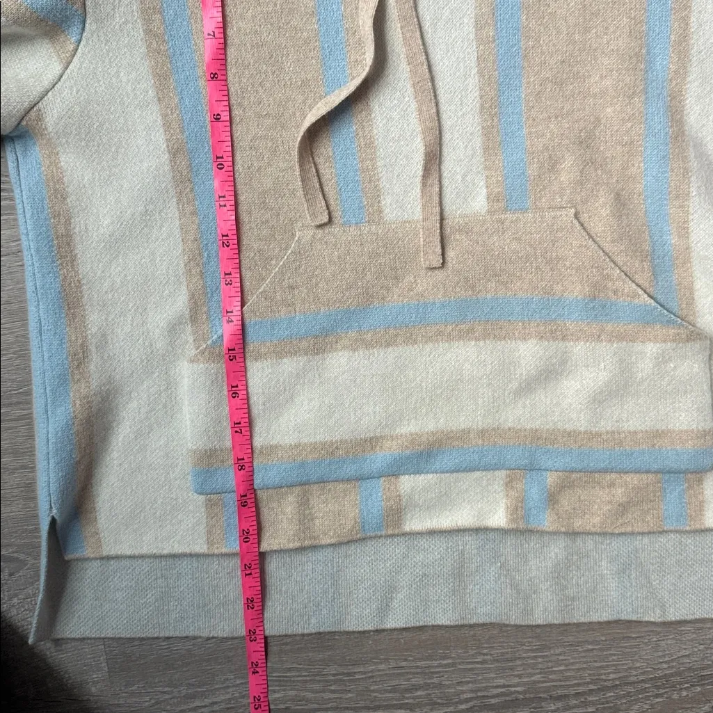 LA LIGNE Baja Stripe Cashmere Hoodie Sweater In Light Tan/ Cream Small Tan - Image 12
