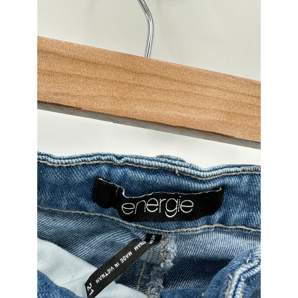 Energie Light Wash Blue Cotton Blend Denim Distressed Jeans Women's Plus Size 21 - Image 8