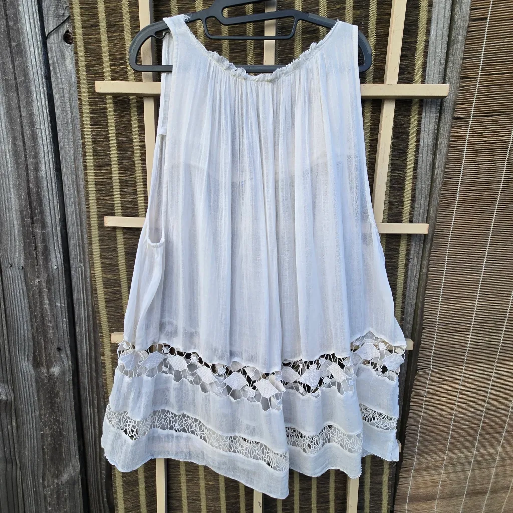 Free People Costa Brava Mini Tunic Dress White M - Image 10