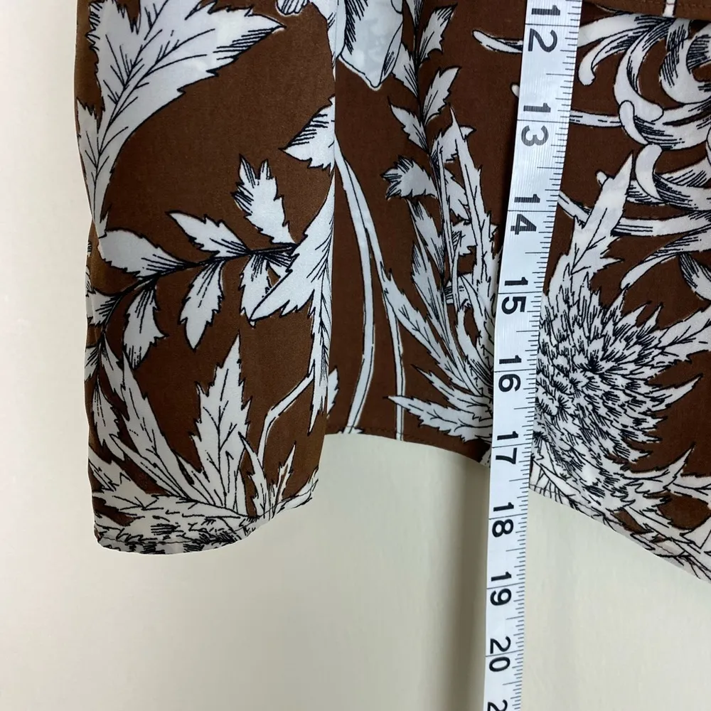 NEW Express Asymmetrical Tiered Tropical Floral Print Mini Skirt | BROWN | Sz 14 - Image 11