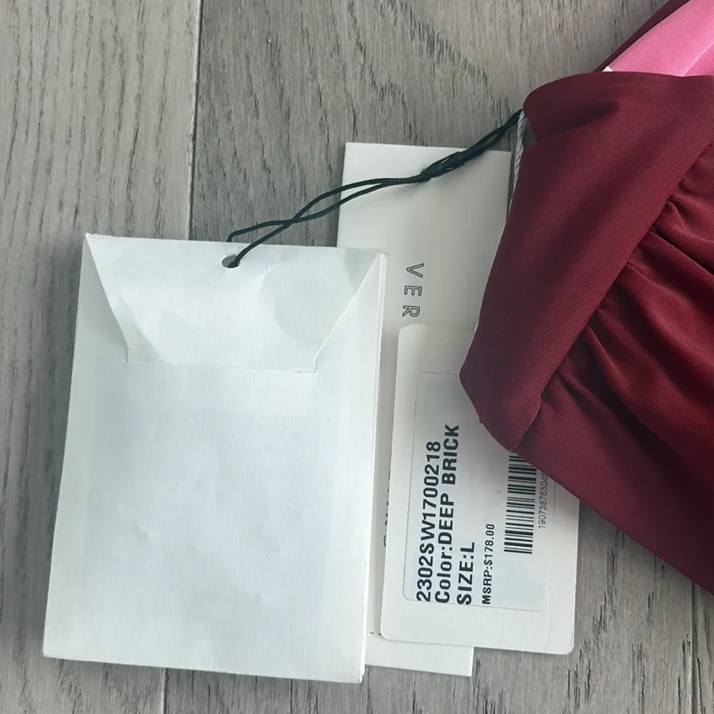 Veronica Beard Swim Top Gilly Bikini Deep Brick Red Pink Size Large New - Image 6