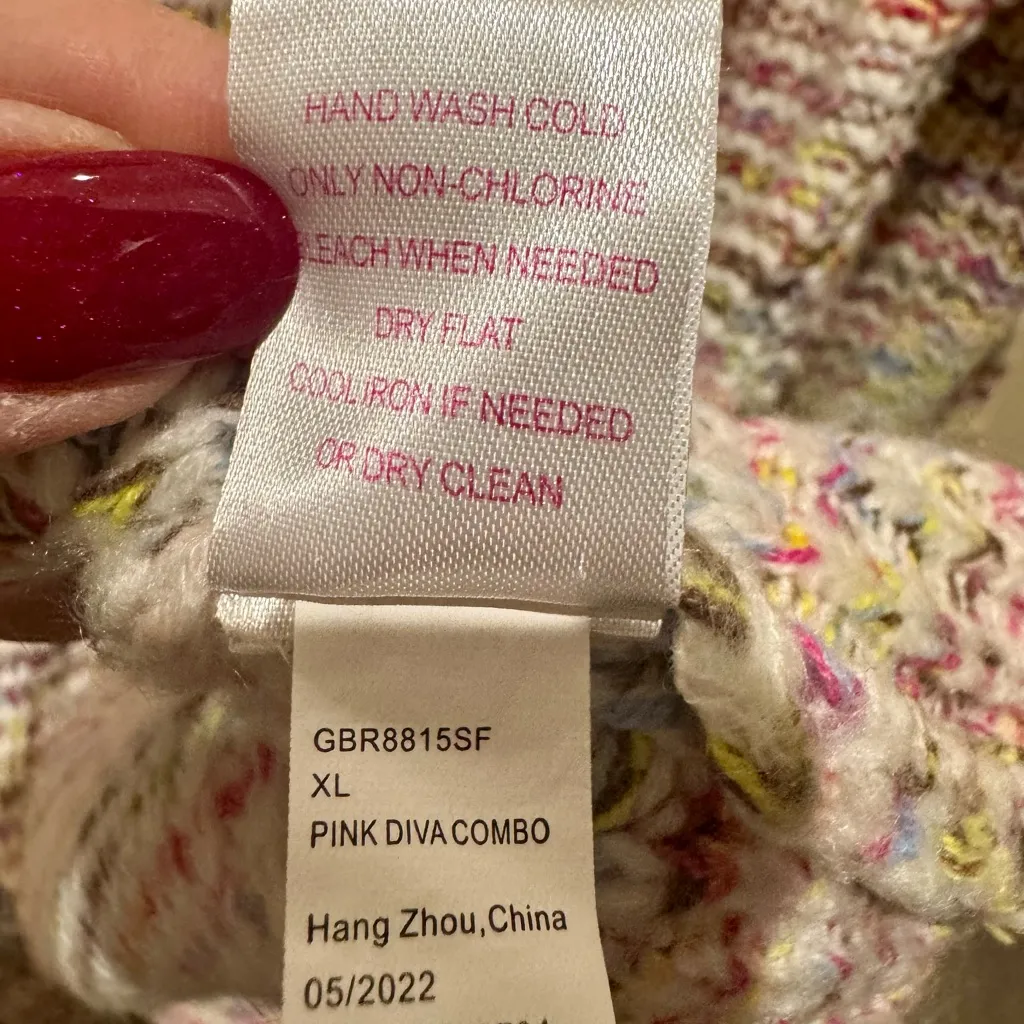 Design History Multicolor Chunky Knit Open Front Cardigan Size XL(runs small) - Image 8