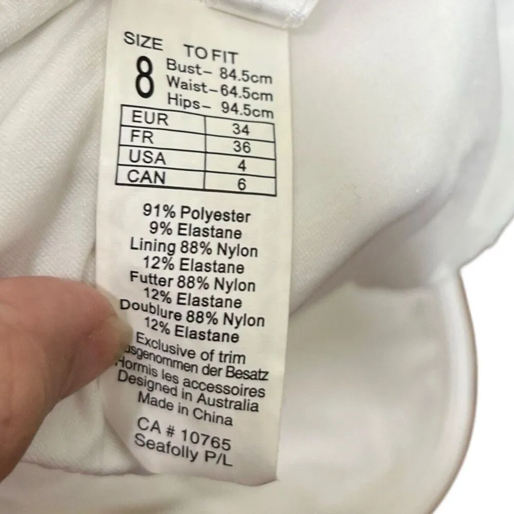 Seafolly Essentials Ribbed High Cut Bikini Bottoms White Women’s Size US 4 - Image 12