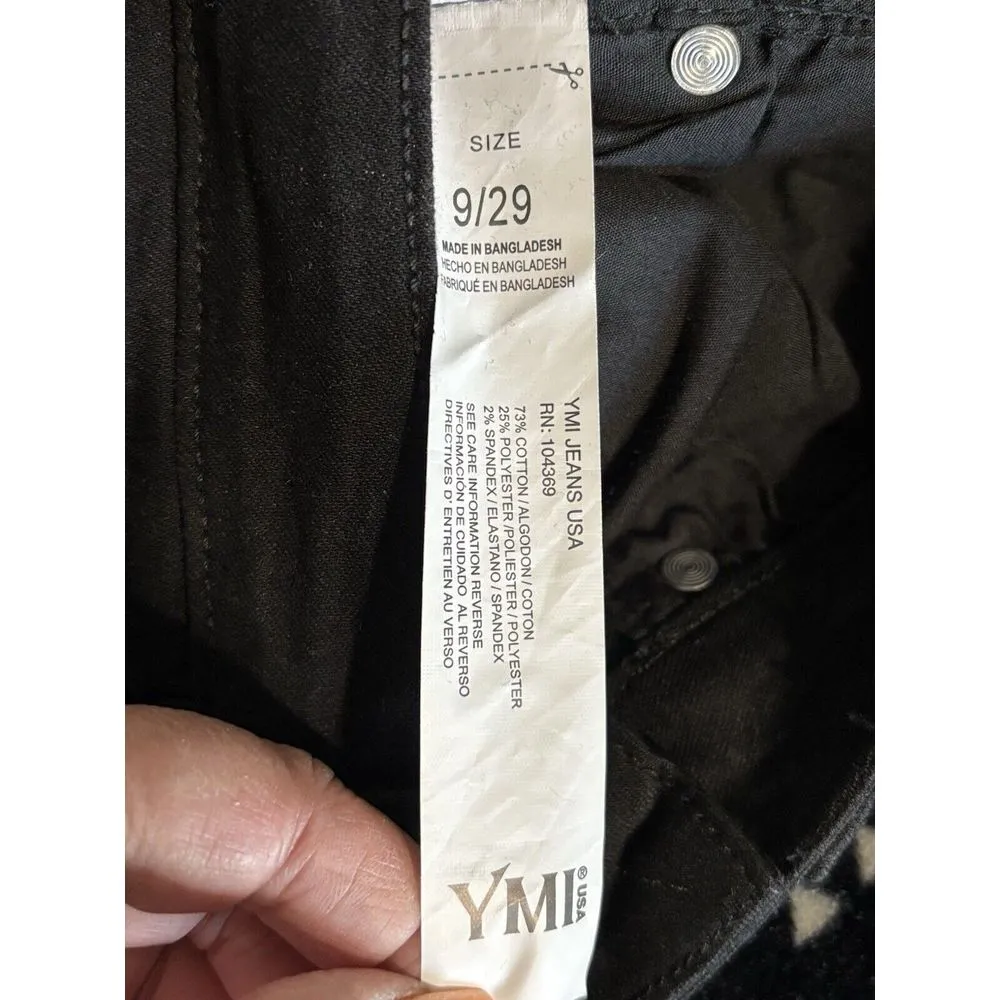 YMI Black Flare Denim Jeans Size 9/29‎ Mid Rise Zip/Button Pockets - Image 5