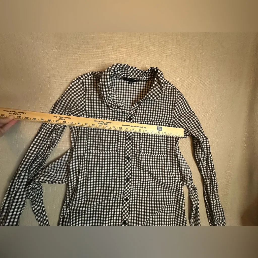 Sanctuary Black White Checkered Long Sleeve Button Down Shirt Dress Size XS - Image 6