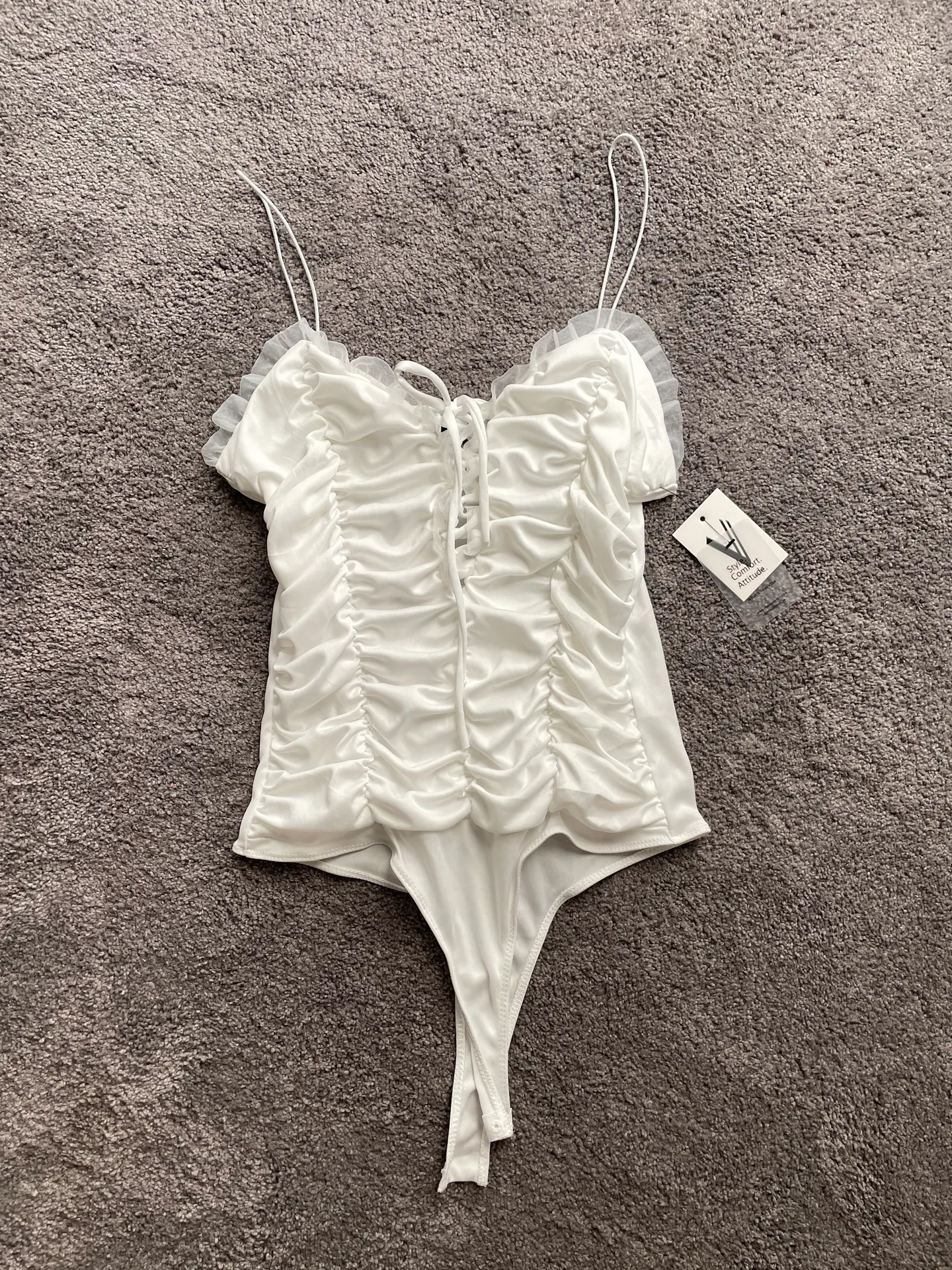 Ruched Bodysuit White Size L - Image 3
