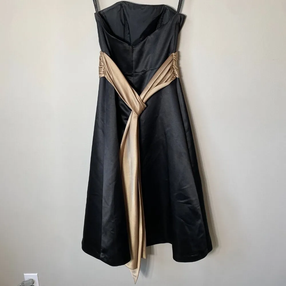 Bill Levkoff Women's Sz 6 Strapless Belted Sash Evening Formal Midi Dress Black - Image 9