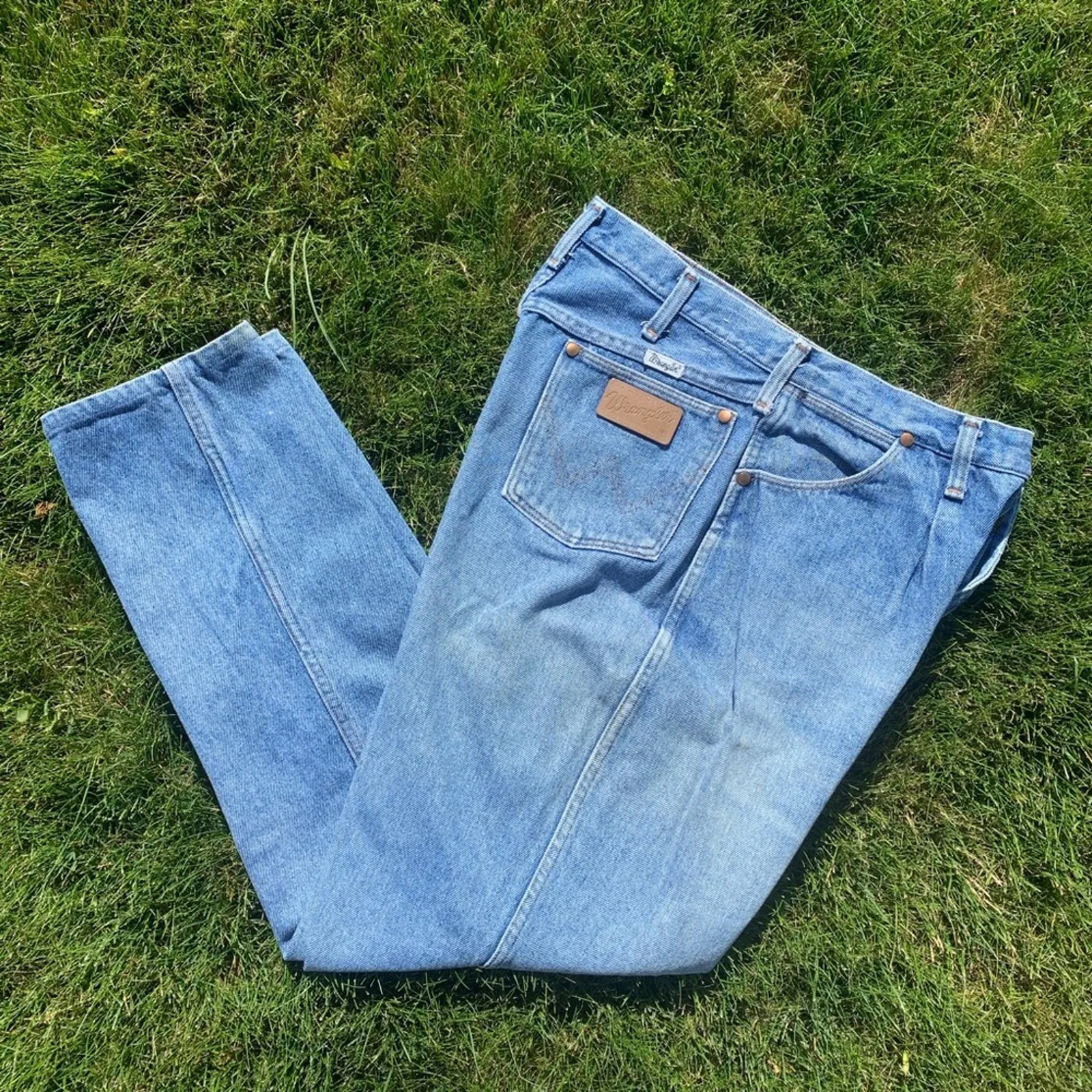 Vintage 90s Wrangler pleated relaxed fit high rise taper ankle mom jeans 17x34 - Image 6
