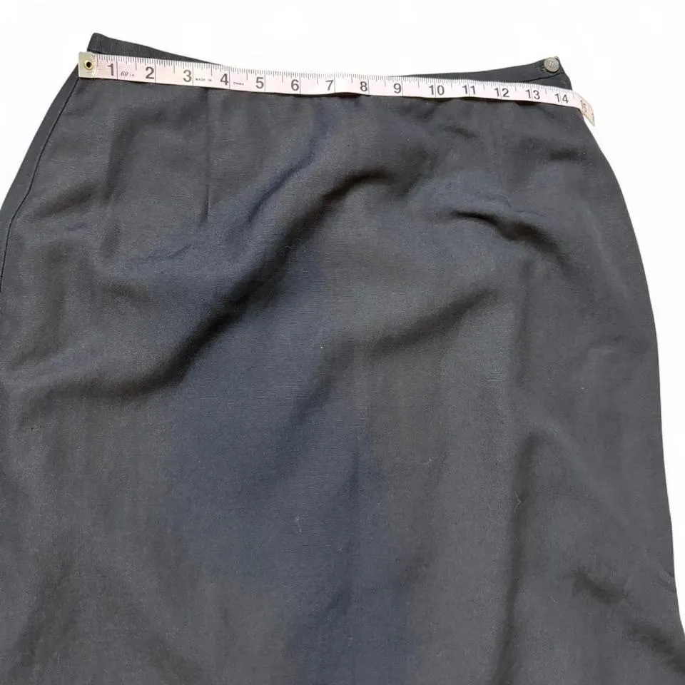 Vintage Emma James by Liz Claiborne Black Midi Linen Blend Skirt - Image 6