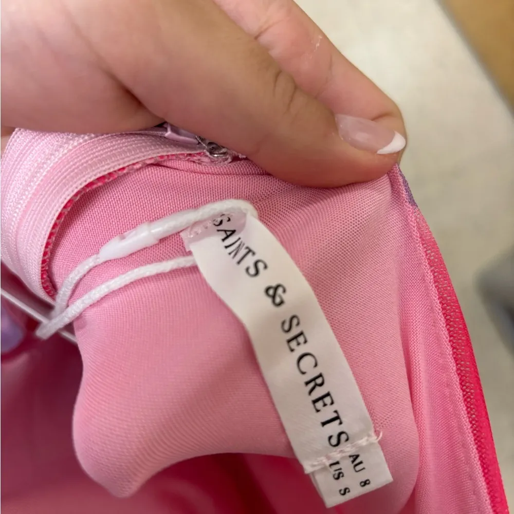 NWT  Crush On You Split Ruffle Midi Dress Pink Women’s size Small - Image 7