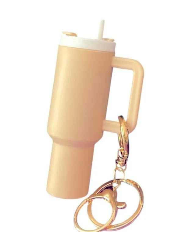 MINI TUMBLER KEYCHAIN FOR TUMBLERS CUPS BAGCHARM KEYCHAIN Tan - Image 2