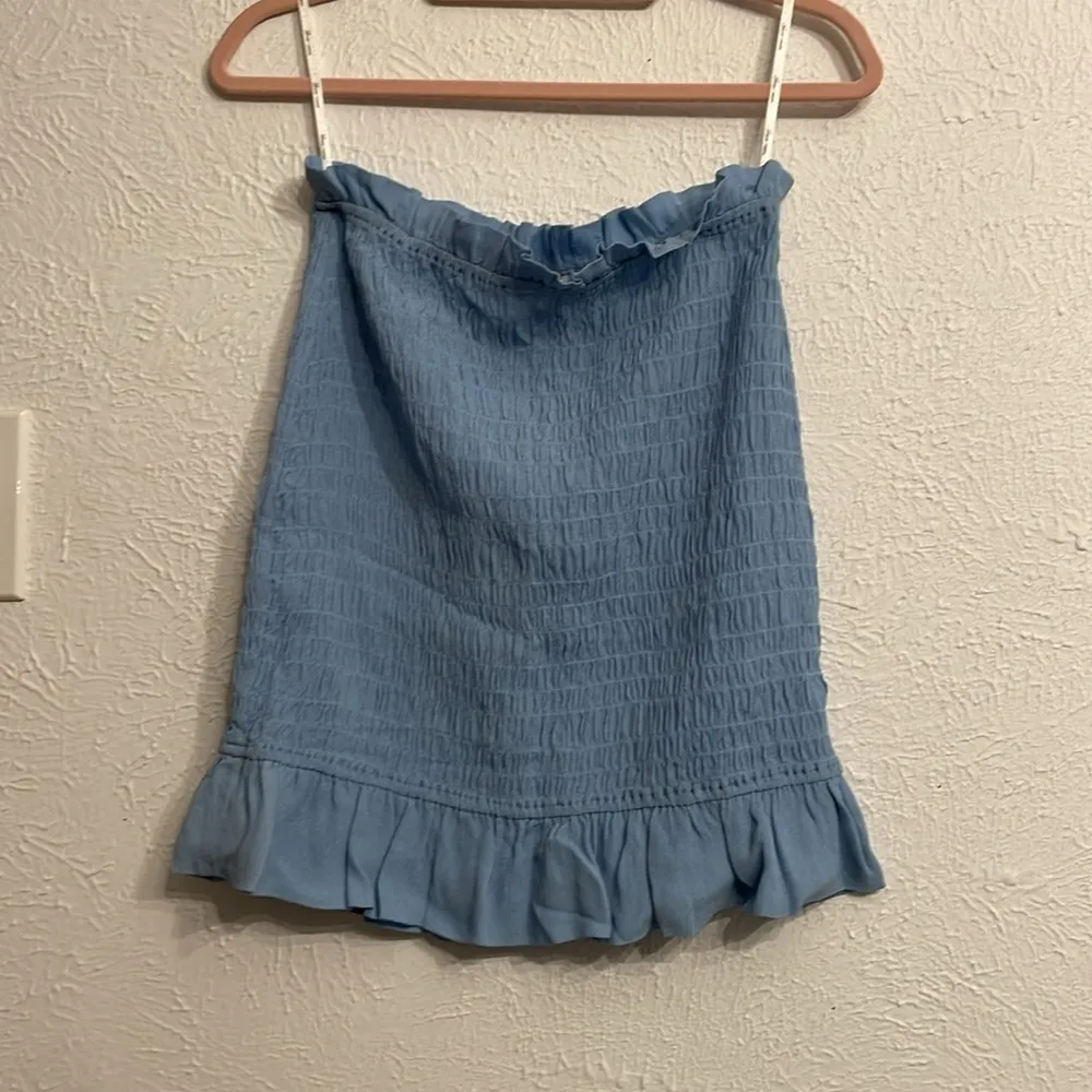 LOVERS + FRIENDS Pastel Smocked Ruffled Ruched Bodycon Mini Skirt S - Image 3