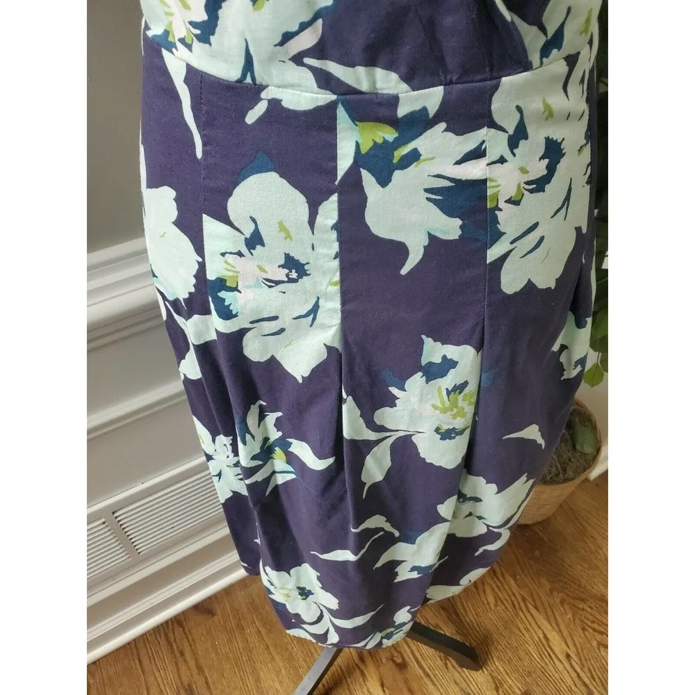 Croft & Barrow Women's Blue Floral 100% Cotton Sleeveless Knee Length Dress 14 - Image 4