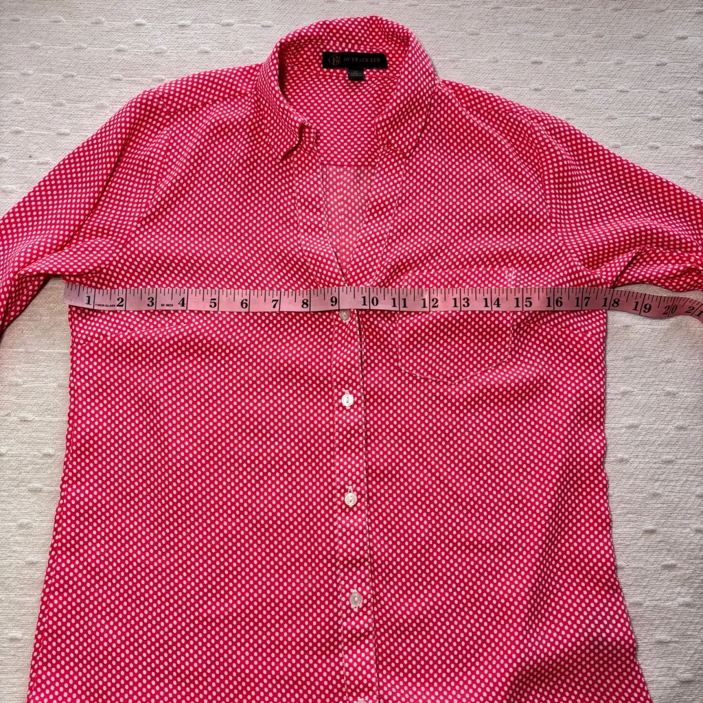 Outback Red Polka Dot Shirt Top Button Sleeve Size XS‎ - Image 5