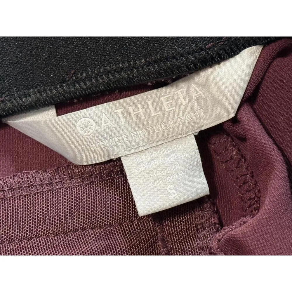 Athleta Venice Pintuck Pant 487666-01 Antique Burgundy Red Cropped Pants Size S - Image 4