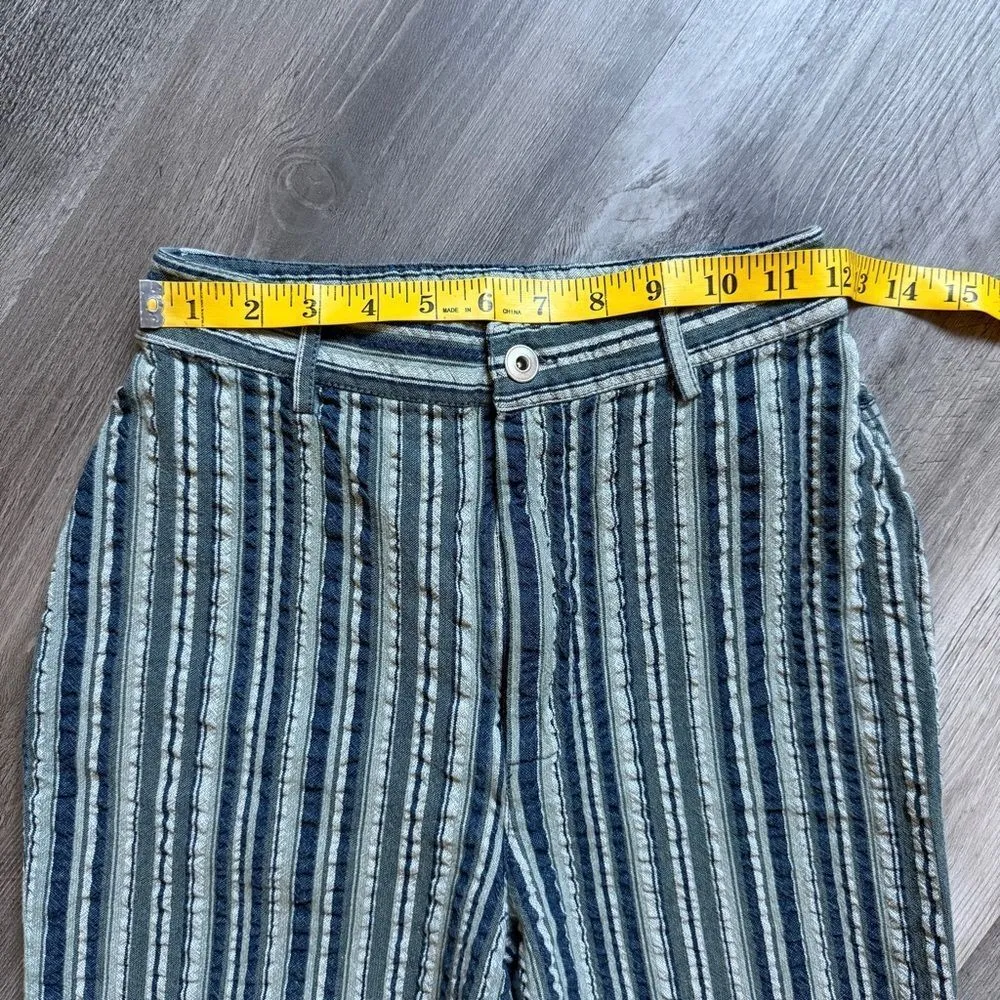 Urban Outfitters High Rise Flare Pants Blue Green Stripe 0 - Image 6