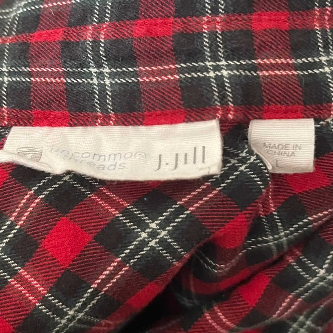 Uncommon J.Jill Women's Red Plaid Button Down 100% Cotton‎ Shirt Holiday Sz L Size L - Image 5