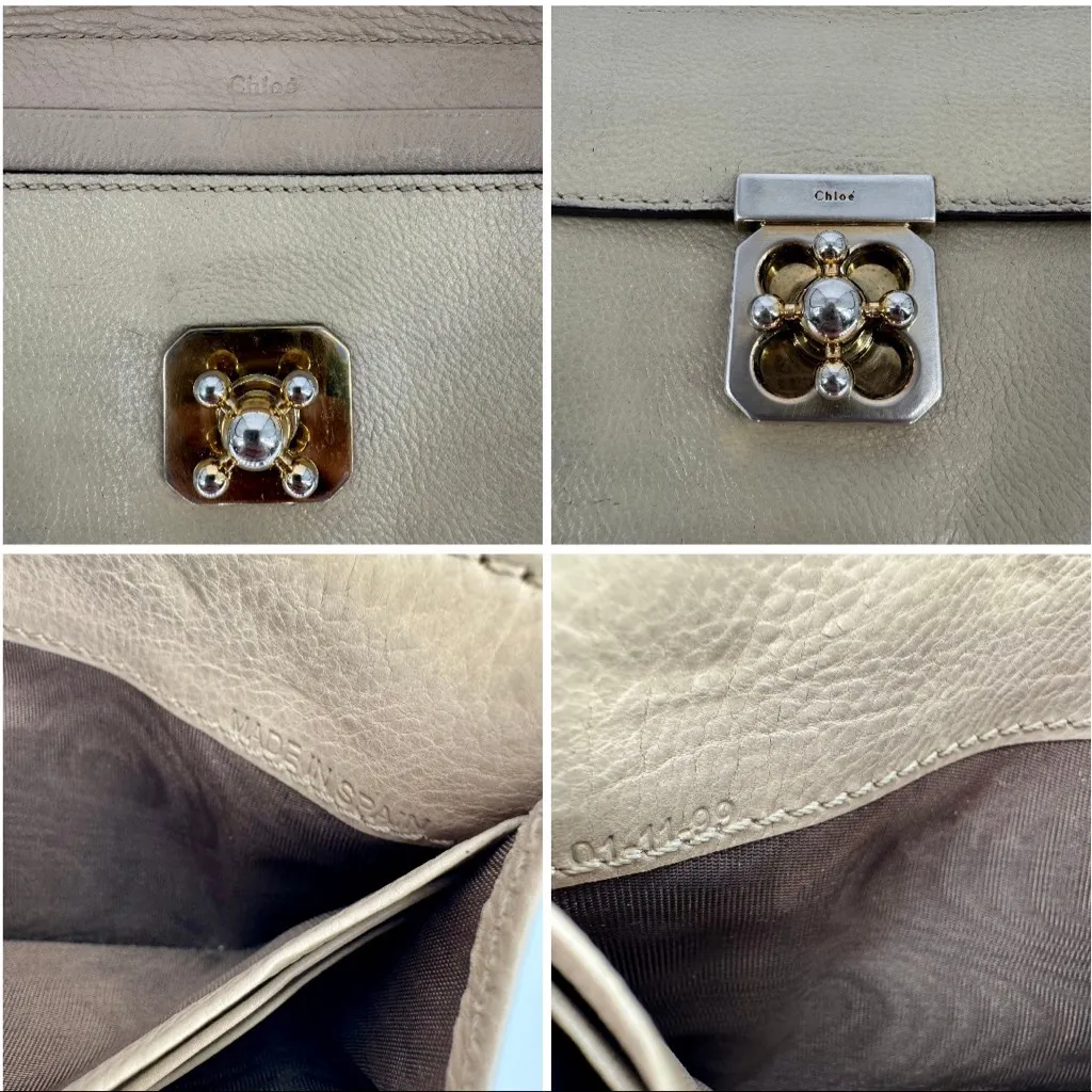 Chloe Long Beige Leather Wallet One Size - Image 3