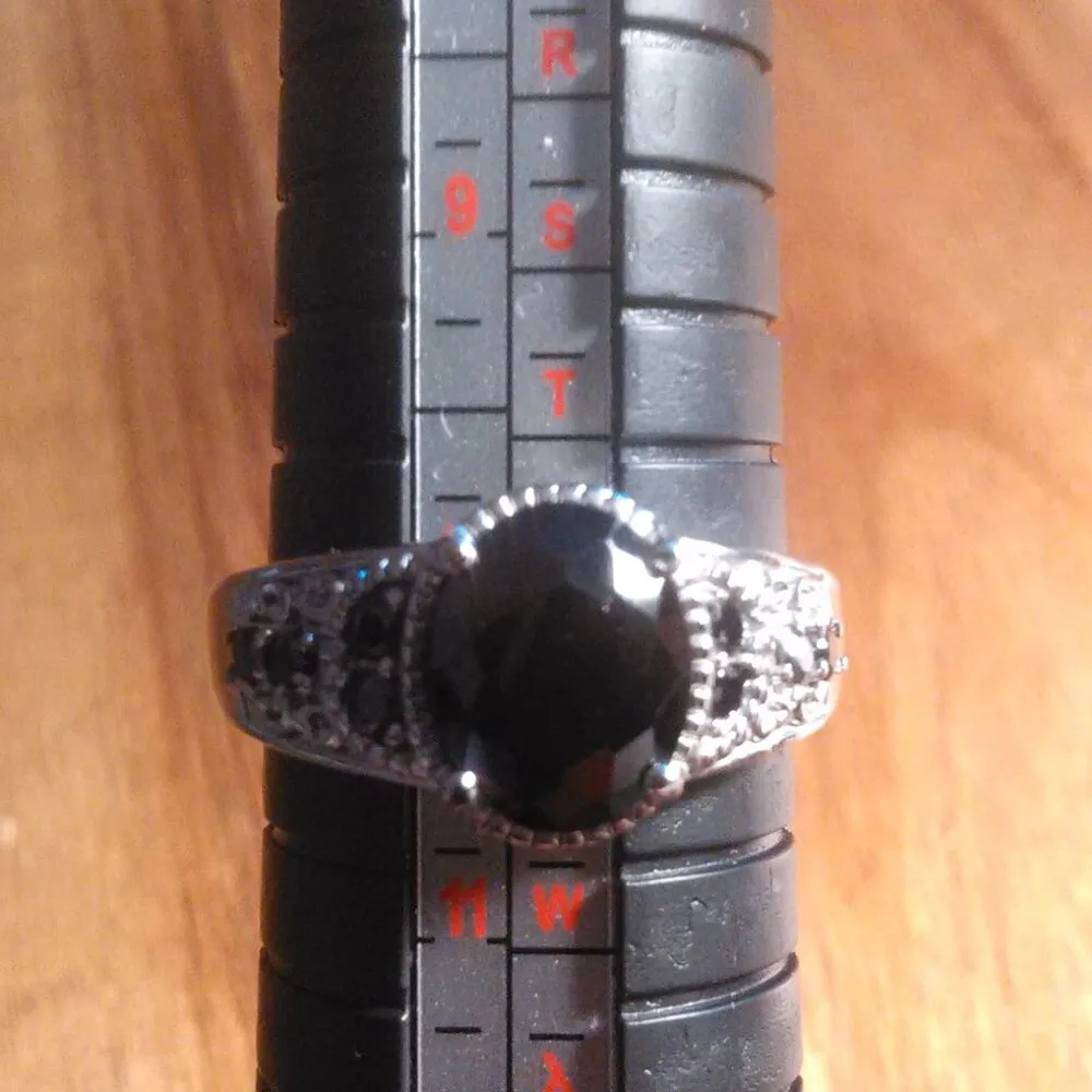 Simulated Black Diamond Stainless Steel Ring (Size 10) - Image 10