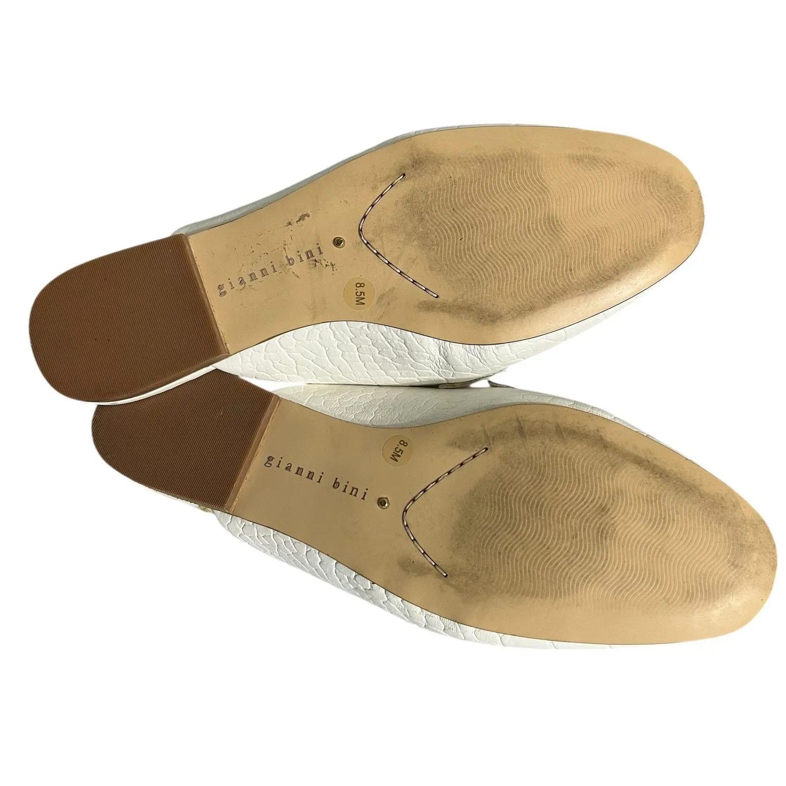 Gianni Bini Shoes Womens Size 8.5 White Chain Mule Loafers Croc Leather Slip On - Image 5