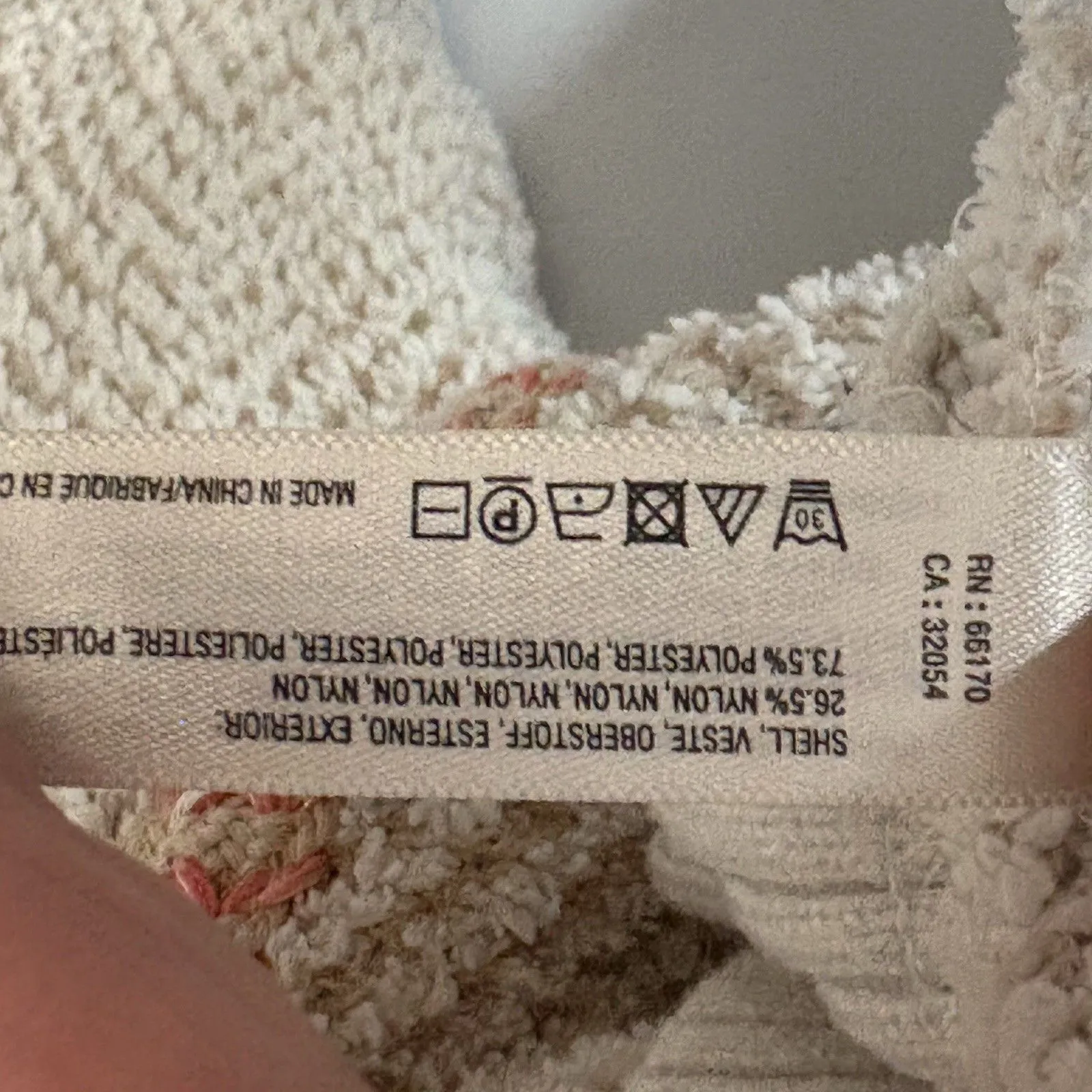 ANTHROPOLOGIE Saturday Sunday XL Cowl Neck Sweater Textured Chevron Cream Pink - Image 6