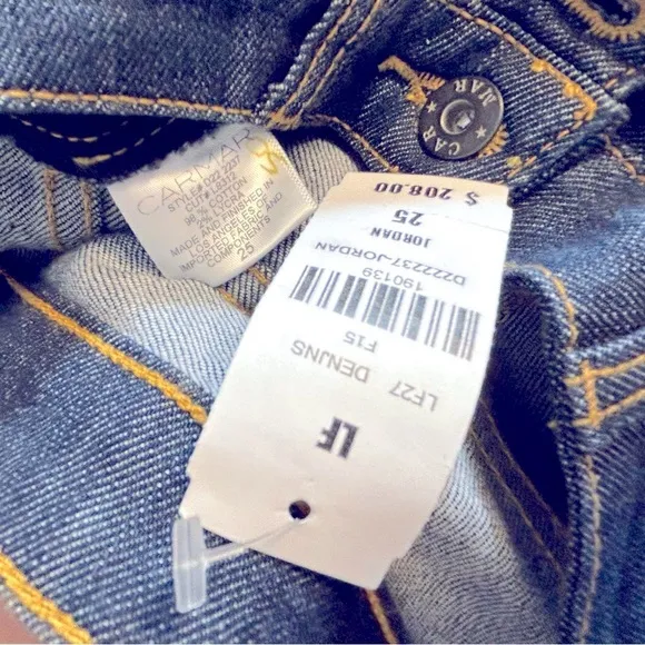 Carmar Flare Jordan Stretch Mid Rise Dark Wash Button Down Jeans Size 25 Blue - Image 7