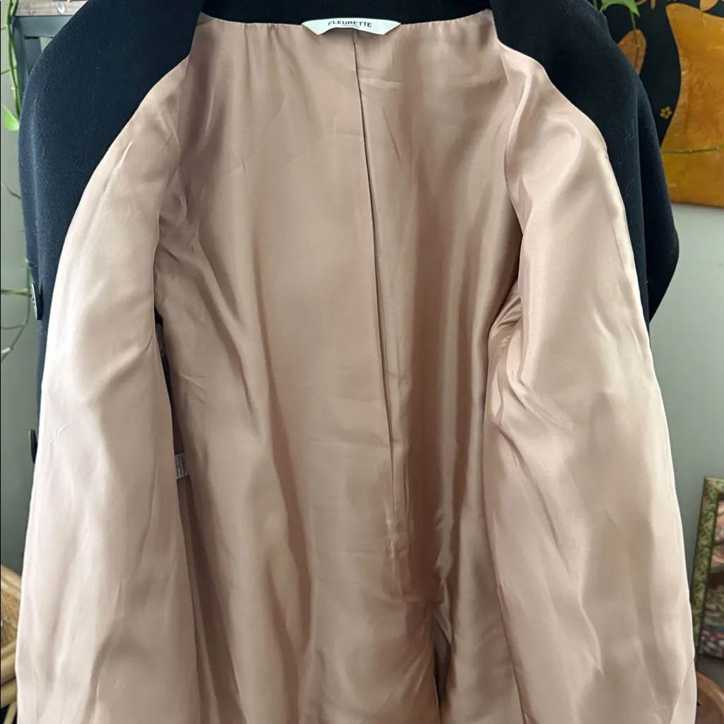 Fleurette Black Italian Wool Double Breasted Peacoat Size 6 - Image 7