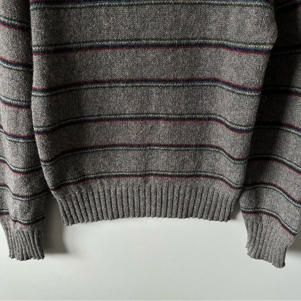 Maine Gear Vintage Sweater Crewneck Pullover USA Size S Fisherman Striped Wool? Gray - Image 6