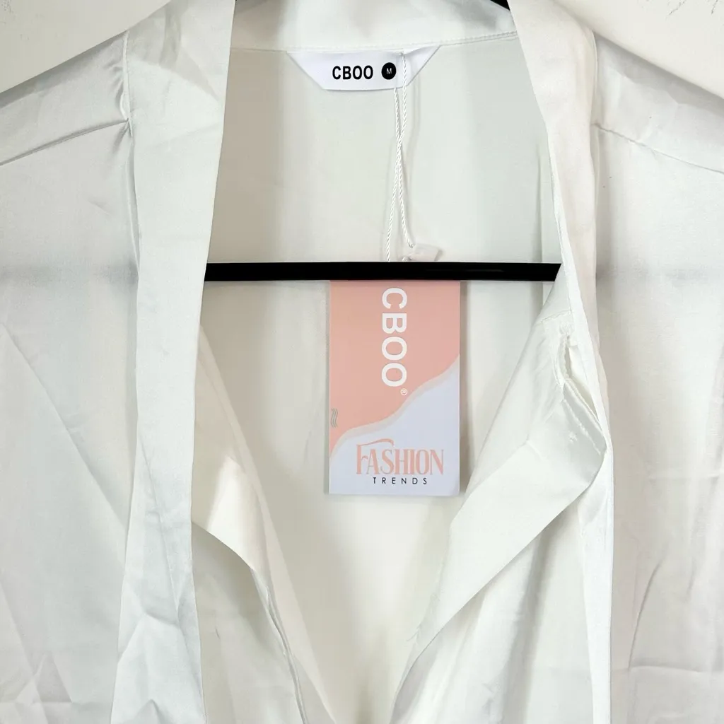 CBOO Elegant Satin White Button - Image 4