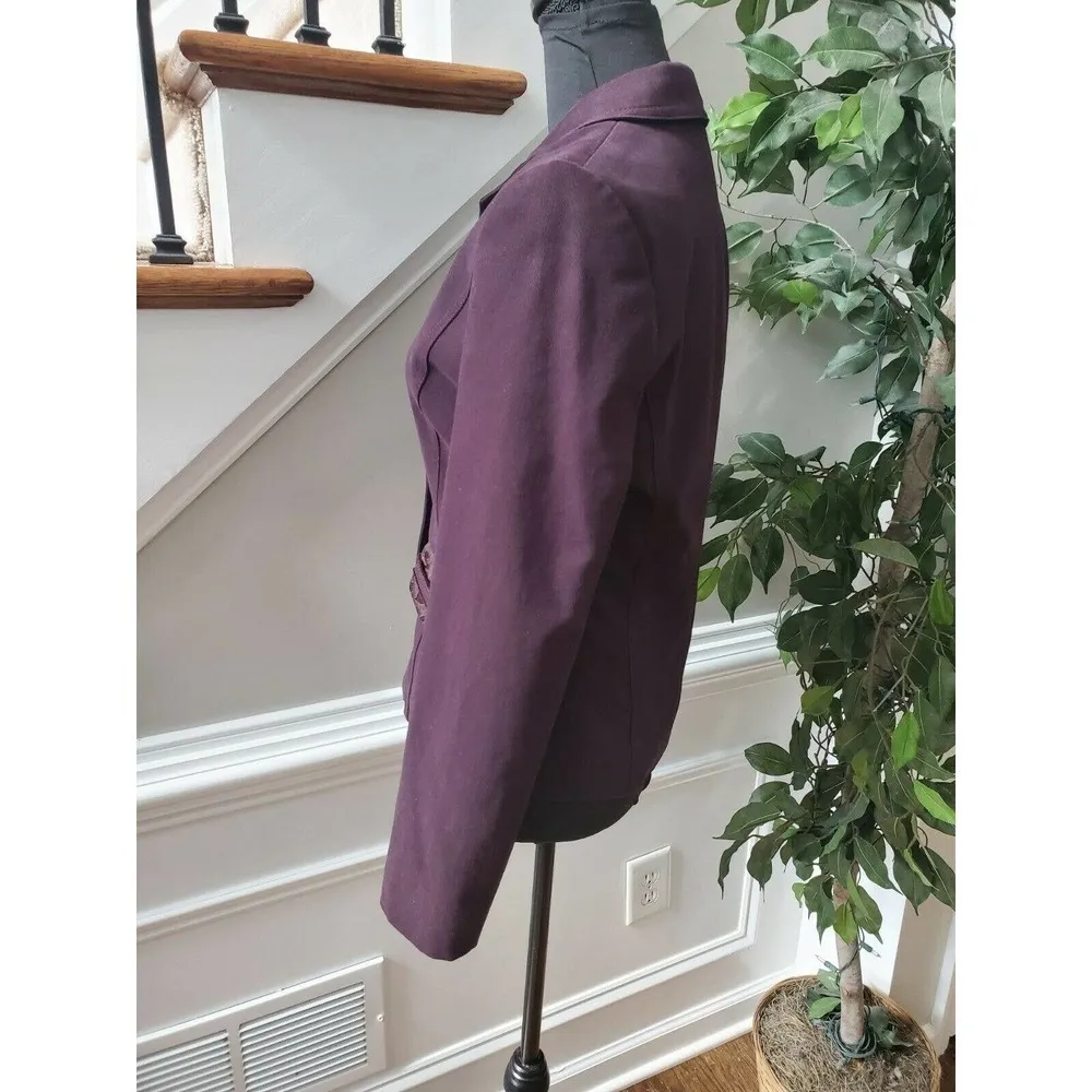 Paris Port Women Purple Cotton & Acetate Buttons Long Sleeve Blazer - Image 6