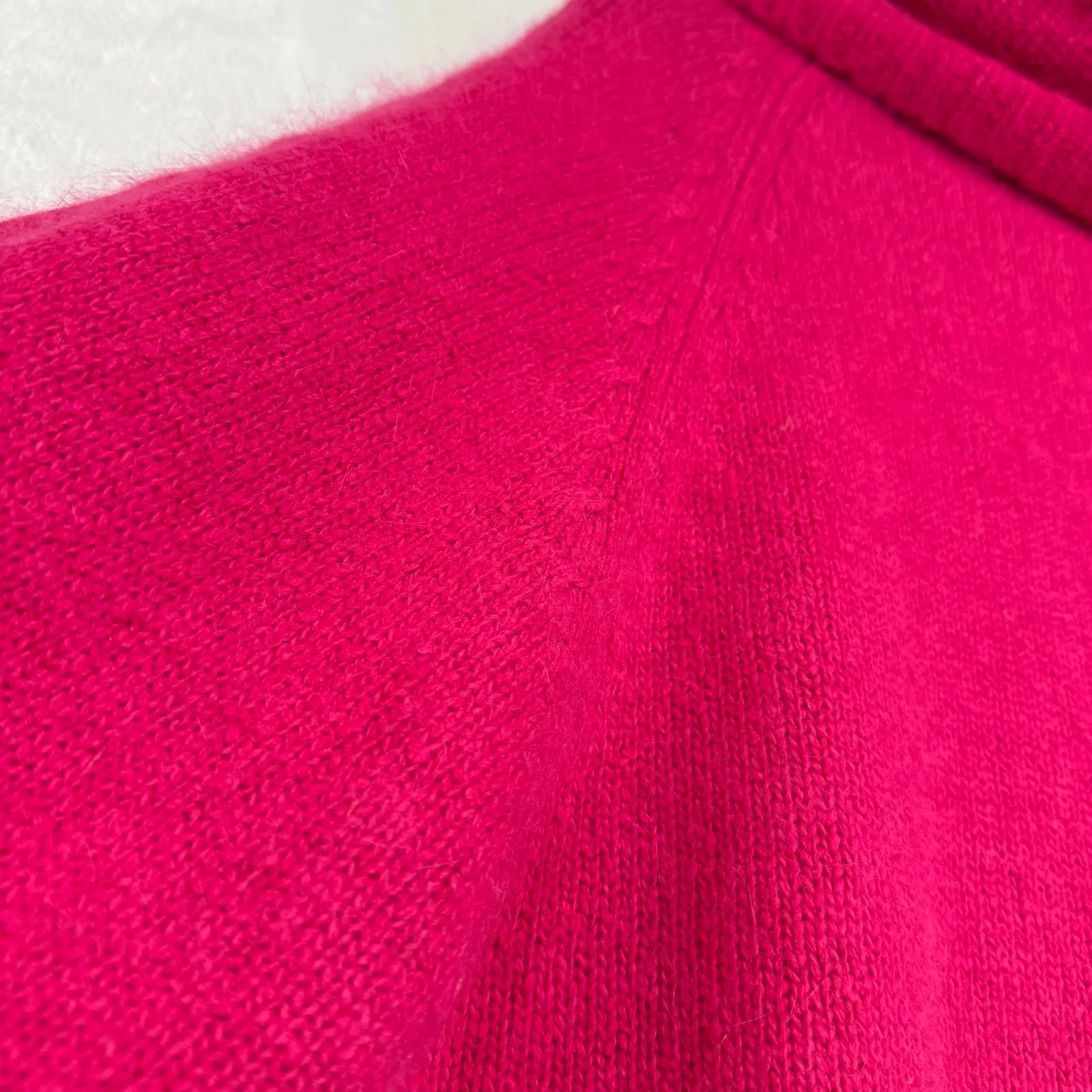 VTG Eminent M Silk Wool Blend Turtleneck Sweater Pink Fuzzy Soft Knit Preppy 90s Size M - Image 3
