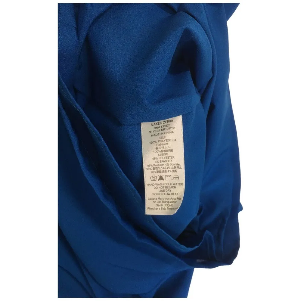 Naked Zebra Womens Medium Romper One Shoulder Dressy Shorts Pockets Blue - Image 8