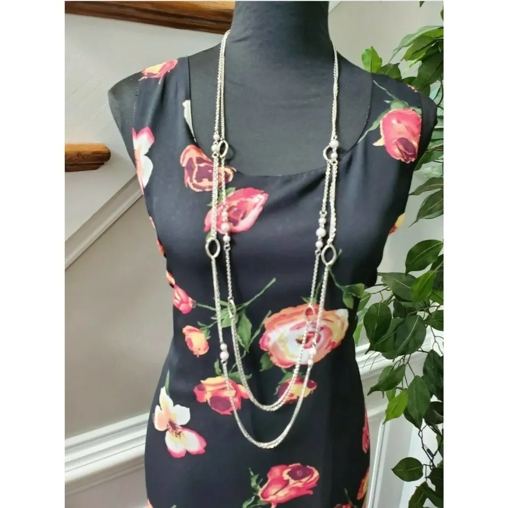 Impressions Women Black Floral Reversible Scoop Neck Sleeveless Long Maxi Dress - Image 11