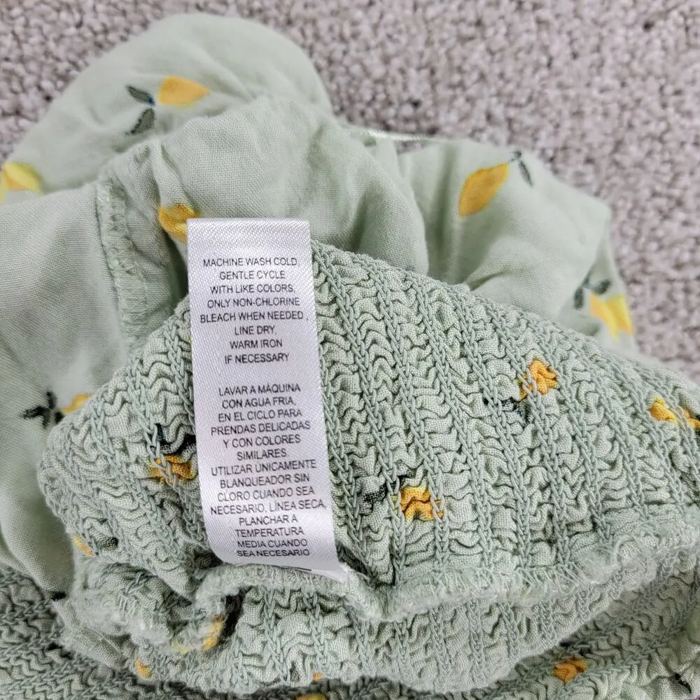 Jolie & Joy Womens Lemon Crop Top 3X Green Smocked Spaghetti Strap Ruffle Trim - Image 12