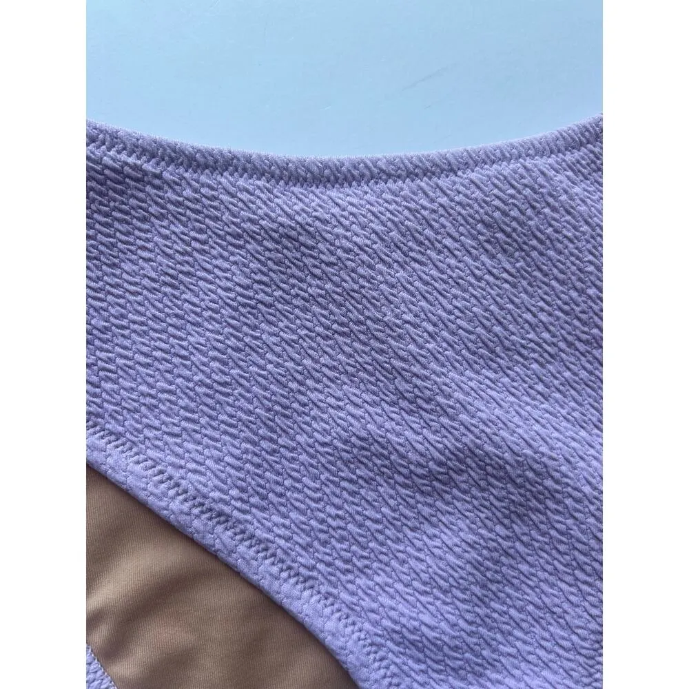 J. Crew Textured Curved-Waist Cheeky Bikini Bottoms Lavender XL New - Image 2