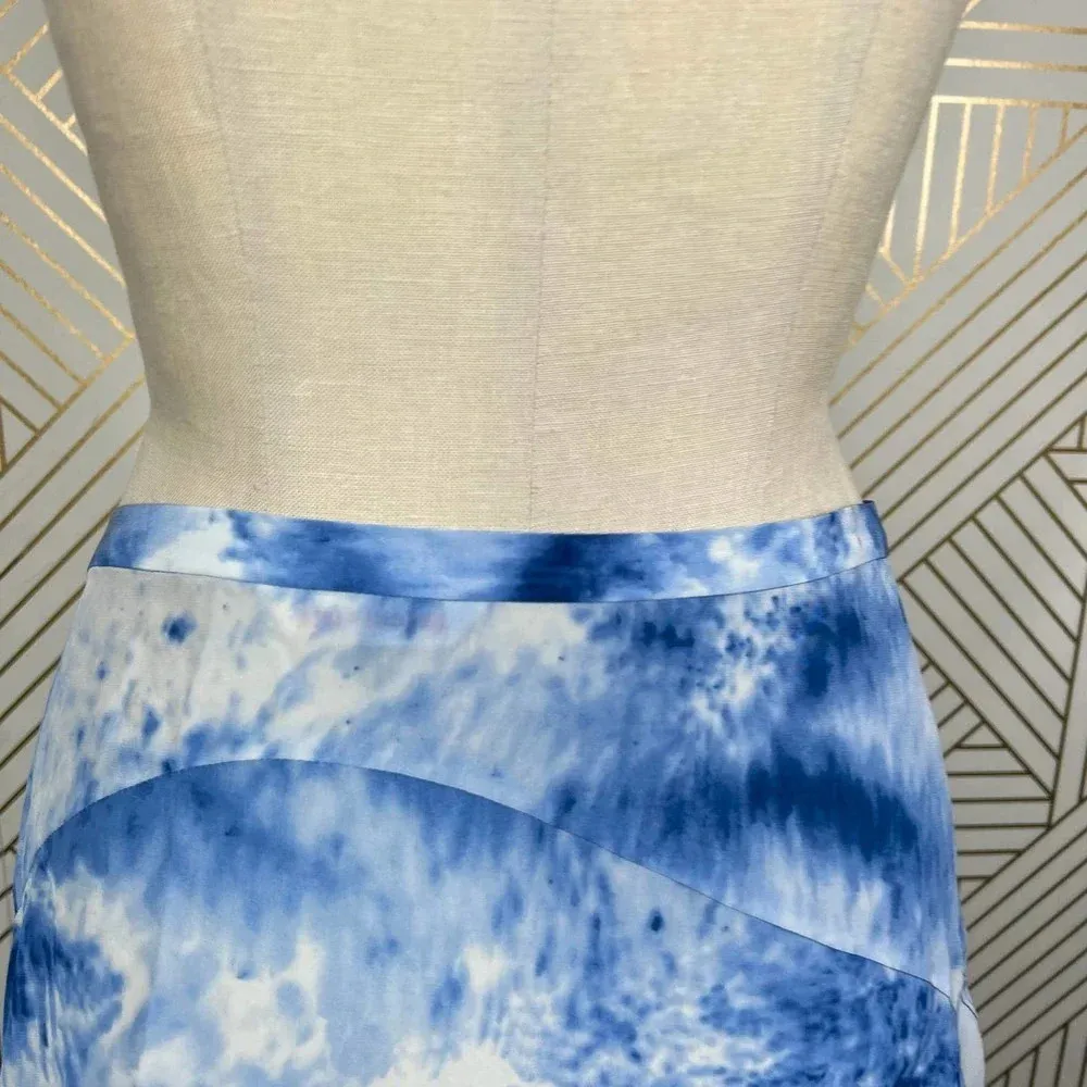 Rebecca Taylor Silk Shibori Handkerchief Skirt Blue Tie‎ Dye Size US 6 - Image 8