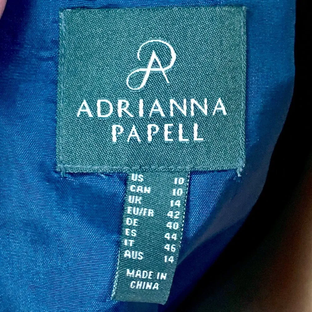 Adrianna Papell Lace Sequin Taffeta Cocktail Dress 10 Knee Length Fit Flare Navy - Image 11