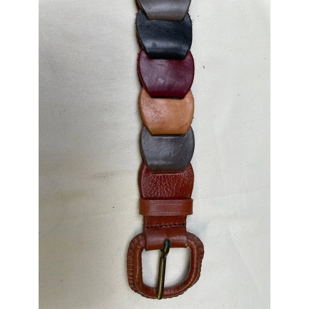 Women's Genuine Linked Leather Multicolor Belt Size Small SKU 5913 - Image 5