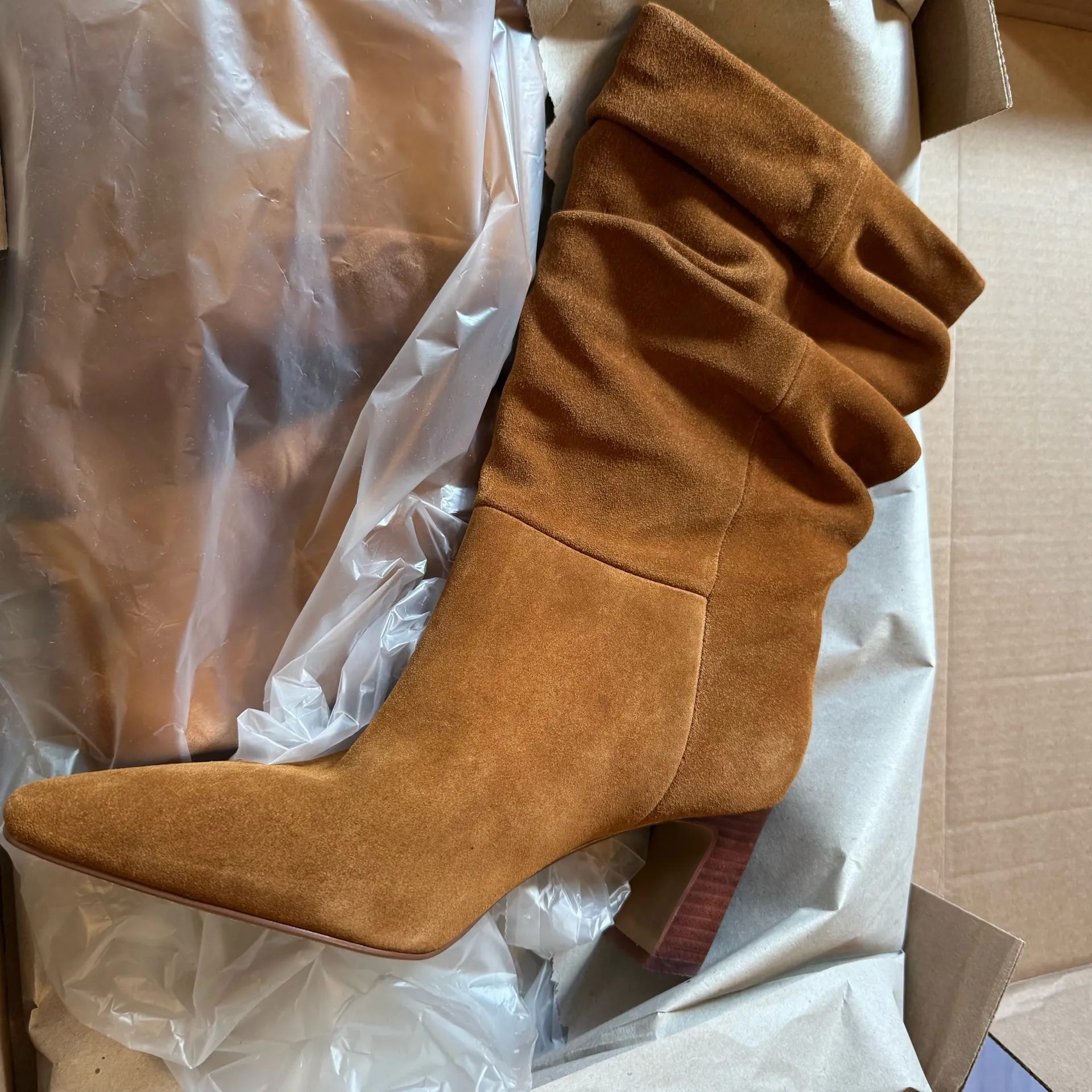 Vince Camuto Skylar Slouch Boots in Golden Walnut Women’s 9 Leather - Image 3